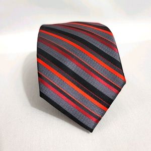 J. Ferrar Narrow Charcoal/Red Silk Tie